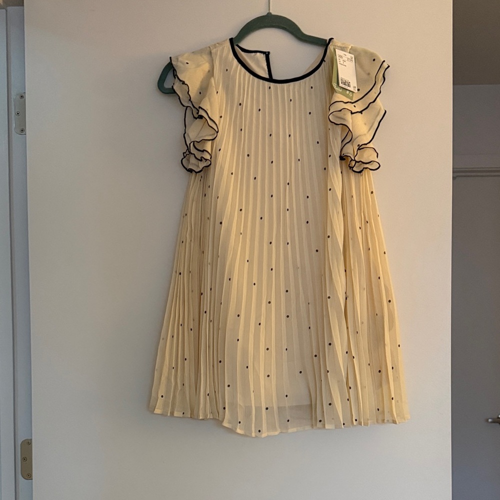 H&M Girls Cream Dress with Black Polka Dots